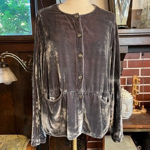 Vintage J Jill Purple Silk Blend Velvet Button Down Shirt US Size M